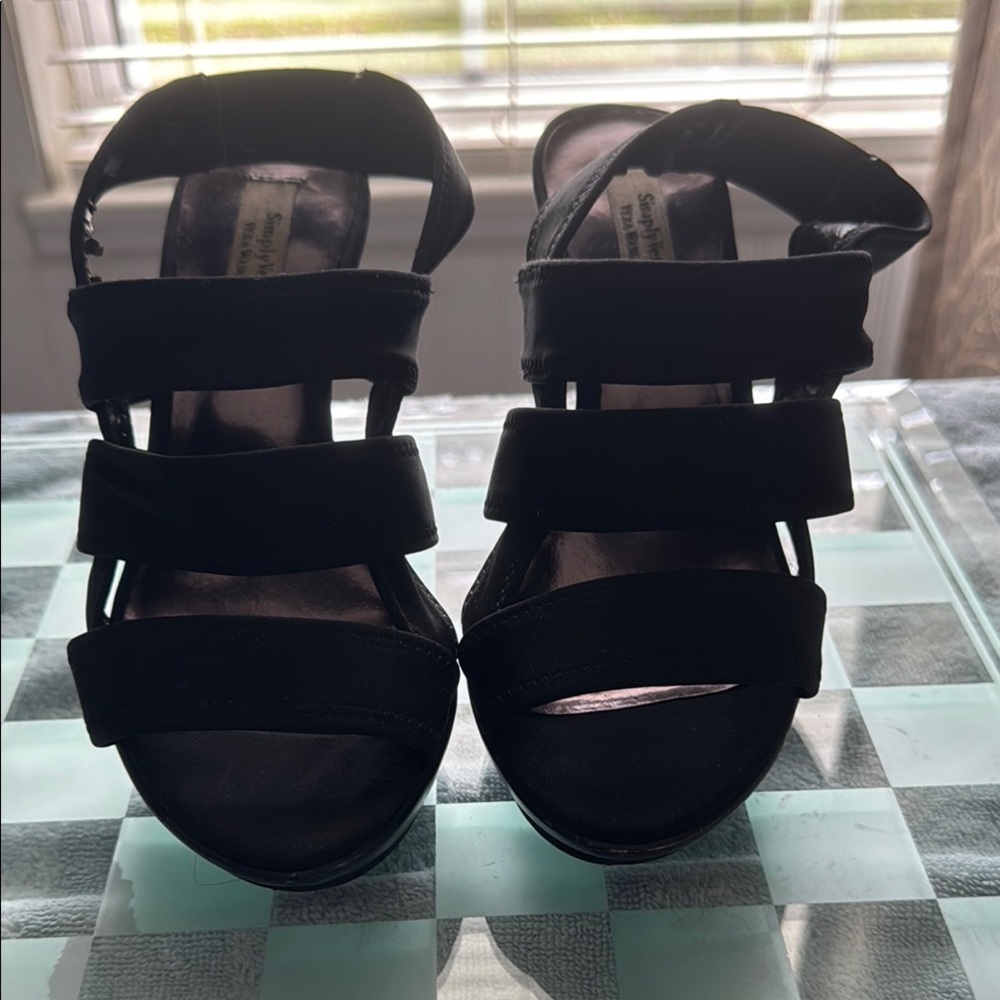 Vera Wang Black Stud Sling Back Sandals